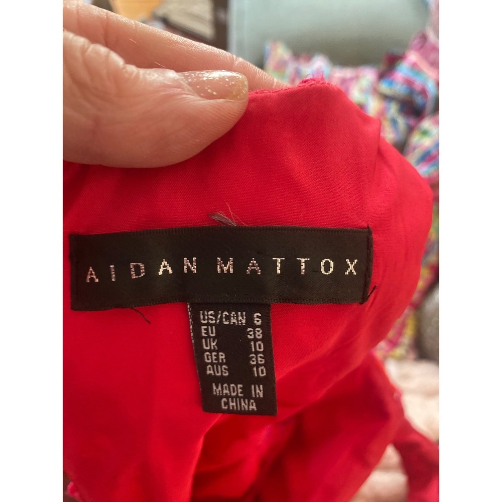 Aidan Mattox dress pinkRed Floral Guipure Lace Sleeveless Keyhole Back fitted‎ - Picture 8 of 9